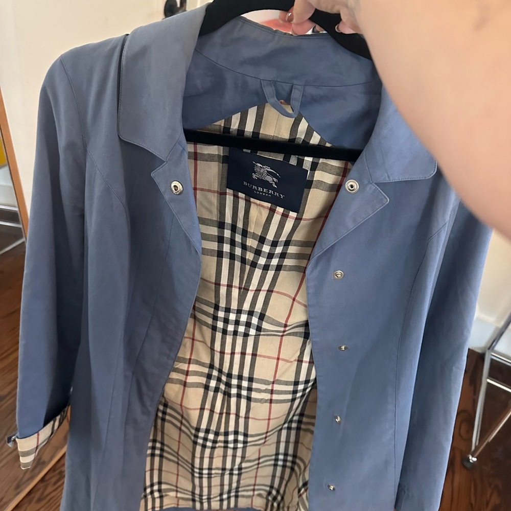 Burberry Blue Coat with Check Interior